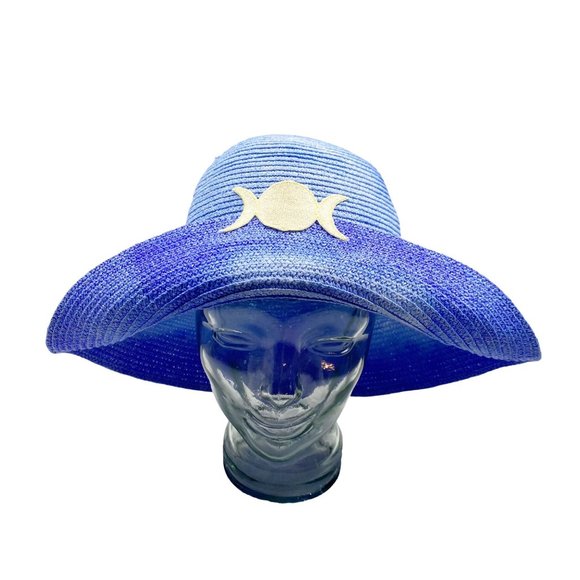 Custom Hand Tie-Dye Blue Moon Sun Hat OS main image 8